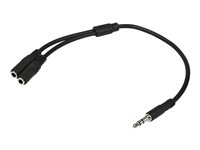 StarTech.com Câble répartiteur stéréo Slim - Mâle 3,5 mm vers 2 femelles 3,5 mm - Répartiteur audio - mini-phone stereo 3.5 mm mâle pour mini-phone stereo 3.5 mm femelle - 20 cm - noir - pour P/N: MU15MMS, MU6MMS MUY1MFFS