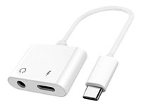 DLH - USB-C vers jack de casque / adaptateur de charge - 24 pin USB-C mâle pour USB-C (alimentation uniquement), prise audio de 3,5 mm femelle - 11 cm - blanc DY-TU4950W