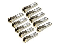 StarTech.com Paquet de 10 modules de transceiver SFP Gigabit RJ45 en cuivre - Compatible Cisco GLC-T - Mini-GBIC en vrac - 1000Base-T - Module transmetteur SFP (mini-GBIC) (équivalent à : Cisco GLC-T) - 1GbE - 1000Base-T - RJ-45 - jusqu'à 100 m (pack de 10) GLCT10PKST