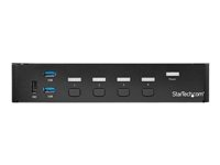 StarTech.com Switch KVM USB DisplayPort à 4 ports - Commutateur écran clavier souris DP avec hub USB 3.0 intégré - 4K 30 Hz (SV431DPU3A2) - Commutateur écran-clavier-souris/USB - 4 x KVM / audio / USB + 3 x SuperSpeed USB - 1 utilisateur local - Montable sur rack - CA 120/230 V / CC 9 - 12 V - pour P/N: SV431RACK SV431DPU3A2