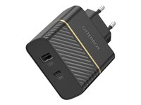 OtterBox Wall Charger - Adaptateur secteur - 30 Watt - 3 A - PD 3.0 - 2 connecteurs de sortie (USB, 24 pin USB-C) - noir scintillant - Europe 78-52723