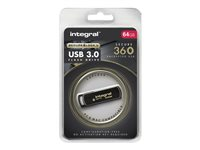 Integral Secure 360 - Clé USB - 64 Go - USB 3.0 - Noir élégant INFD64GB360SEC3.0
