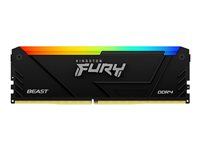 Kingston FURY Beast RGB - DDR4 - module - 8 Go - DIMM 288 broches - 3200 MHz / PC4-25600 - CL16 - 1.35 V - mémoire sans tampon - non ECC - noir KF432C16BB2A/8