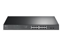 TP-Link JetStream TL-SG1218MPE - Commutateur - intelligent - 16 x 10/100/1000 (PoE+) + 2 x Gigabit SFP - Montable sur rack - PoE+ (192 W) - CA 100 - 240 V TL-SG1218MPE