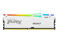 Kingston FURY Beast RGB - DDR5 - module - 32 Go - DIMM 288 broches - 6400 MHz / PC5-51200 - CL32 - 1.4 V - mémoire sans tampon - on-die ECC - blanc KF564C32BWEA-32