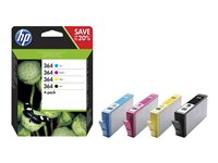 HP 364 - Pack de 4 - noir, jaune, cyan, magenta - original - blister - cartouche d'encre - pour Deskjet 35XX; Photosmart 55XX, 55XX B111, 65XX, 7510 C311, 7520, Wireless B110 N9J73AE#301