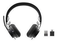 Logitech UC Zone Wireless - Micro-casque - sur-oreille - Bluetooth - sans fil - Suppresseur de bruit actif 981-000914