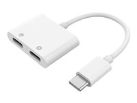 DLH - Casque/adaptateur de charge USB-C vers USB-C - 24 pin USB-C mâle pour USB-C (alimentation uniquement), USB-C 24 broches (audio) femelle - 11 cm - blanc DY-TU4955W