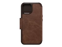 OtterBox Strada Series Folio - Étui à rabat pour téléphone portable - compatibilité avec MagSafe - cuir - espresso (brun) - pour Apple iPhone 15 77-93571