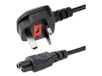 StarTech.com Cordon d'alimentation en trèfle BS1363 vers IEC 320 C5 2m pour PC portable - Câble secteur tripolaire GB vers C5 - M/F Noir - Câble d'alimentation - IEC 60320 C5 pour BS 1363 (M) - CA 250 V - 2 m - moulé - noir PXTNB3SUK2M