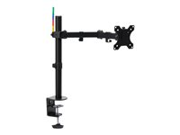 Kensington SmartFit Ergo Single Extended Monitor Arm - Kit de montage - bras réglable - pour moniteur - acier poudré - noir - Taille d'écran : jusqu'à 34 pouces - ordinateur de bureau, pince en forme de C, oeillet, montrable sur bureau K55408WW